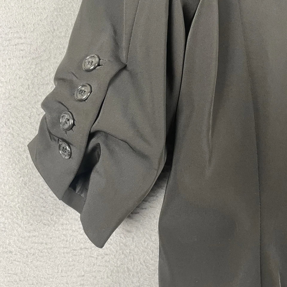 Elizabeth and James Blazer Womens 2 Black Ruched Sleeve 3/4 Button Career Jacket - Image 4 of 4