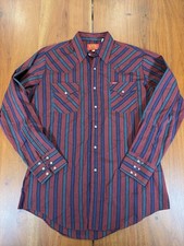 Vintage Ely Plains 16 Men s Western Large Pearl Snap Shirt 90s Stripe 34/35 VTG