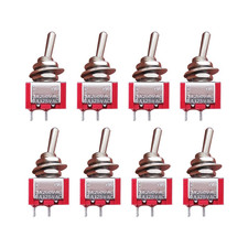 8Pcs SPST Mini Toggle Switch Miniature On/Off Switch 2 Terminal 2 Position 6A 12