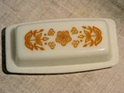 Vintage Pyrex Butterfly Gold Butter Dish With Lid 72-B White Milk Glass