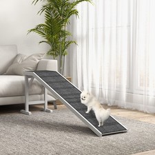 74" Pet Ramp for Dogs  Cats with Non-Slip Carpet, White