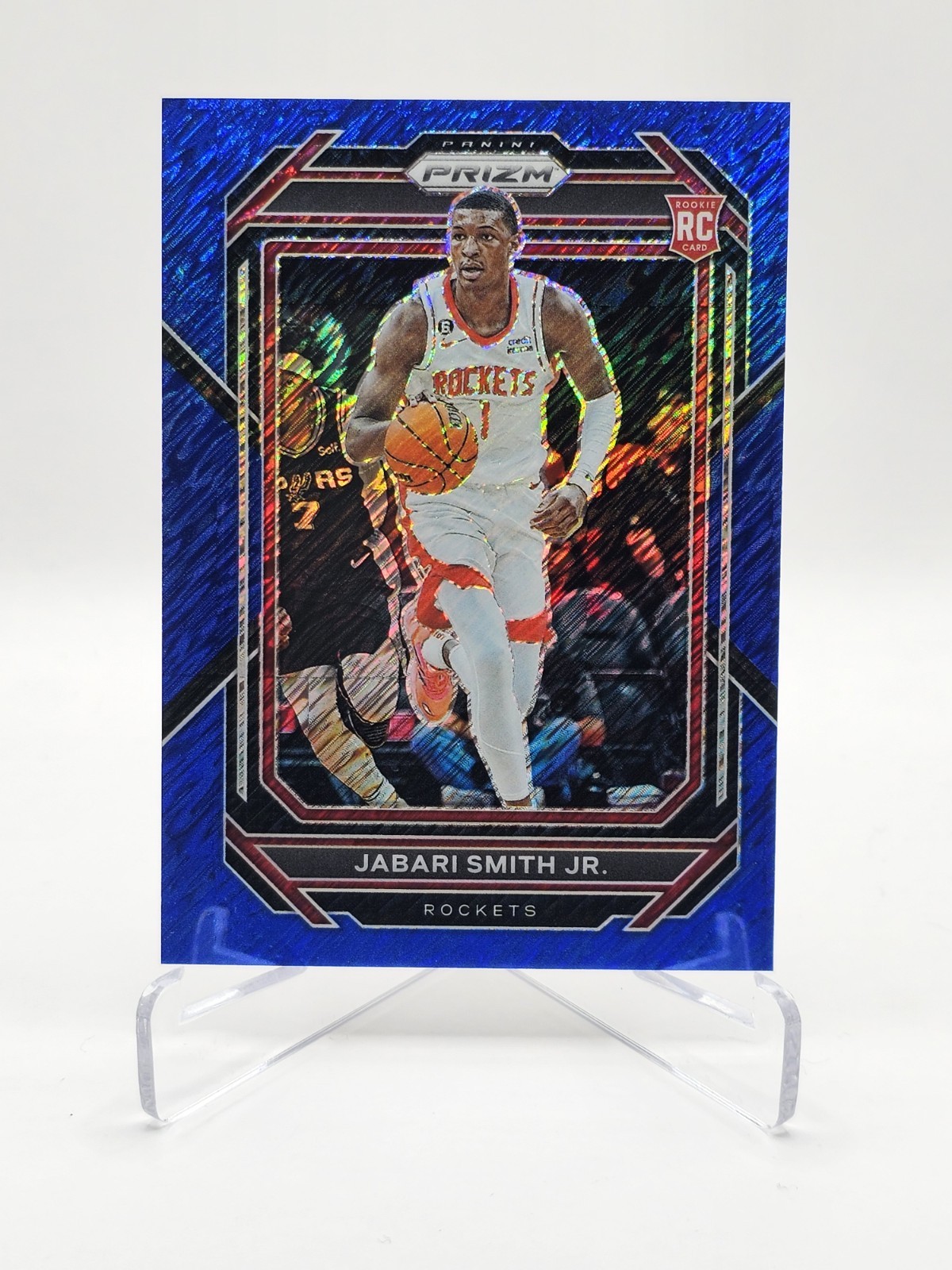 2022-23 Panini Prizm Prizms Blue Shimmer FOTL #228 Jabari Smith Jr. RC (18/35)