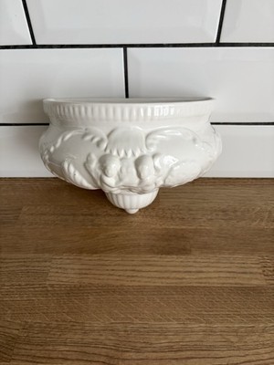 Wand Übertopf weiß Keramik Topf Cherubs Design Vintage Top Zustand 22 cm