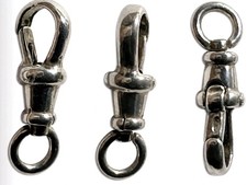 ONE Sterling 925 Albert Swivel Fob Watch Chain Vtg Dog Clip Silver Charms
