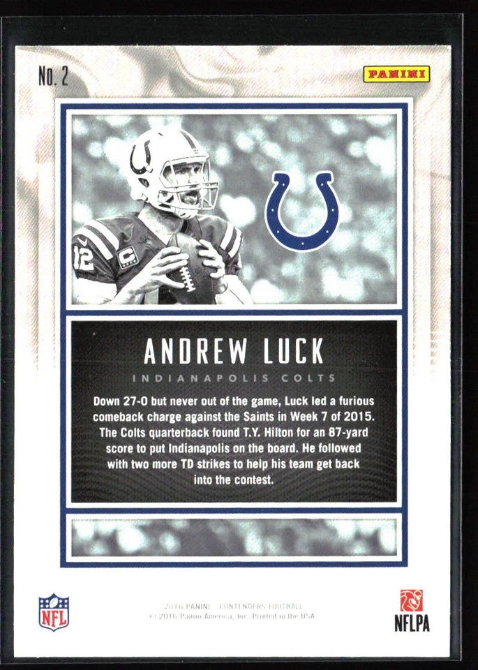 2016 Panini Contenders #2 Andrew Luck MVP Contenders - Image 2 of 2