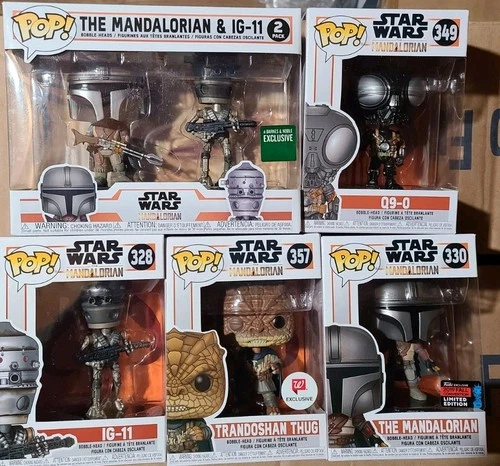 Star Wars Funko Pop Mandalorian & Grogu 330 IG-11 Q9-0 Bounty Hunter Nevarro Lot