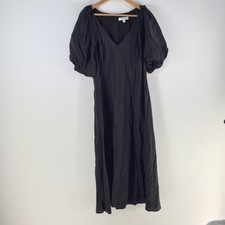 Preview dress womens 14 black shift short sleeve Vneck maxi 126761