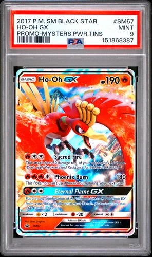 2017 POKEMON SM BLACK STAR PROMO MYSTERIOUS POWERS TINS #SM57 HO-OH GX PSA 9