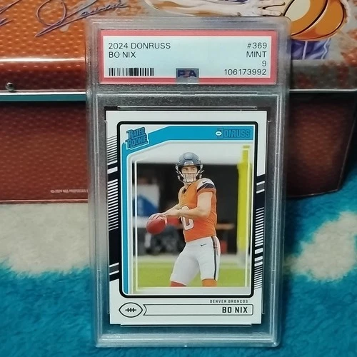 2024 Panini Donruss Rated Rookie Bo Nix #369 Broncos PSA 9 Football Card
