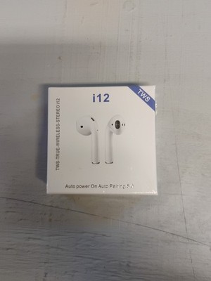 TWS True Wireless Stereo i12 Earbuds Headphones White Auto Pairing - New In Box