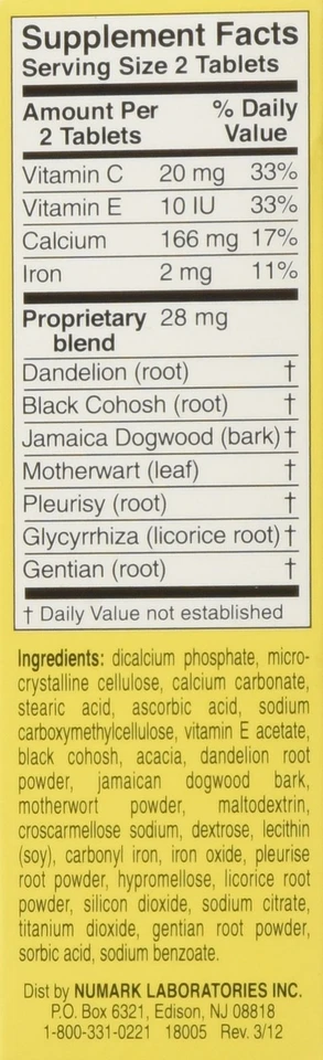 Tabletas de suplementos herbales Lydia Pinkham para apoyo a la menstruación y la menopausia... Foto 4 de 4