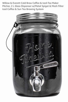 Willow & Everett Cold Brew Coffee & Iced-Tea Maker 2L Glass Metal Spigot Mesh F 