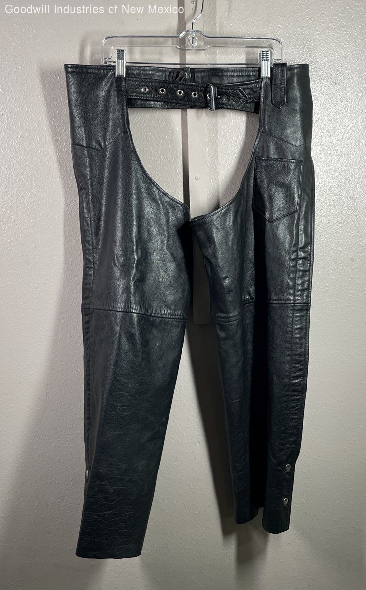 Xelement Mens Black Solid Leather Motorcycle Chap… - image 1