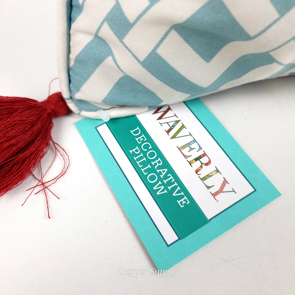 Almohada Decorativa Waverly 14x20" Brompton Rosebud Azul Rojo Nueva Foto 3 de 4