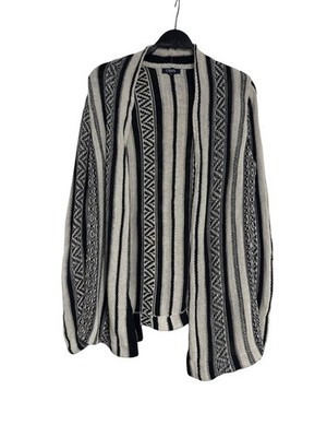 Chaps Damen Strickjacke M Boho Ethno Muster offene Jacke Cardigan Top Zustand