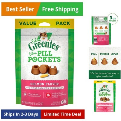Feline Pill Pockets for Cats Natural Soft Cat Treats, Salmon Flavor, 3 oz. Po...