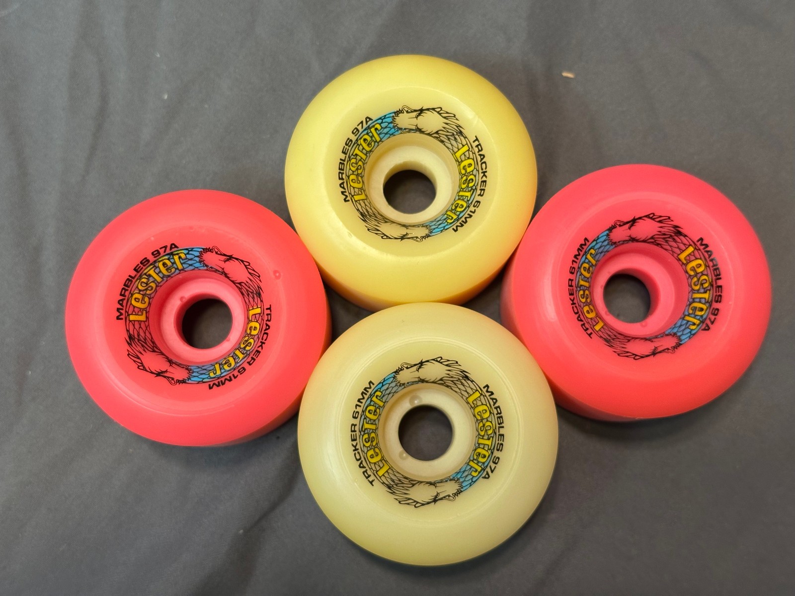 Vintage Tracker Lester Kasai Marbles Split Color 97a 61mm NOS skate alva hosoi