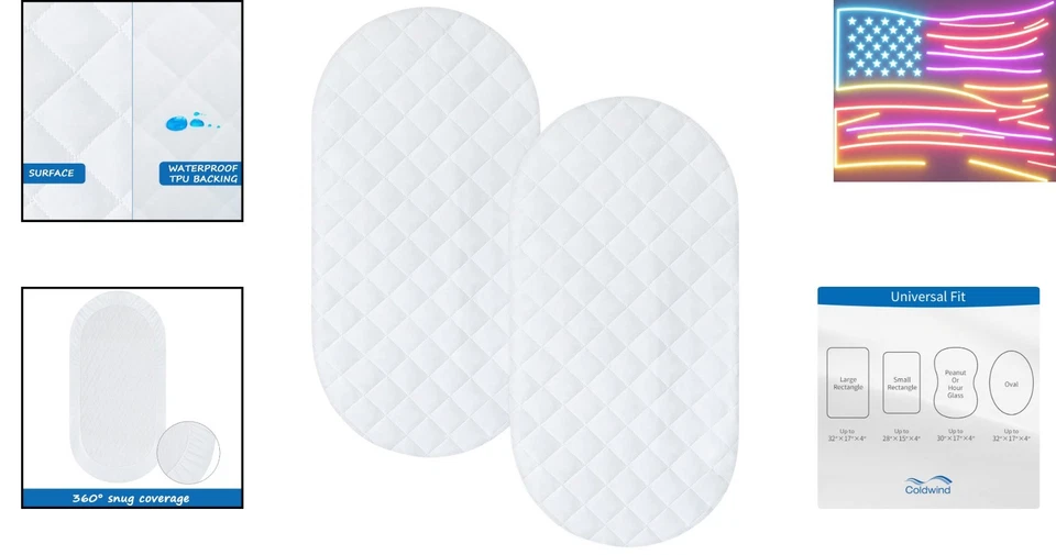 Protector de colchón de moisés acolchado duradero - Paquete de 2 microfibra impermeable Foto 2 de 4