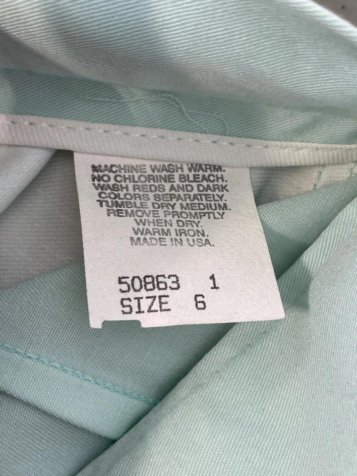 Vintage 90s Lord Isaacs Belted High Rise Pants Size 6 Aqua Blue Deadstock NEW - Image 4 of 4