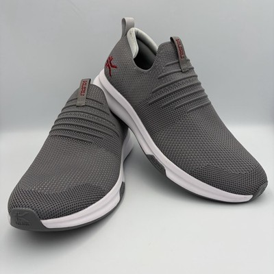 Kuru Atom Slip-On Mens Size 9 Cloud Gray Cardinal Red Walking Shoes Sneakers