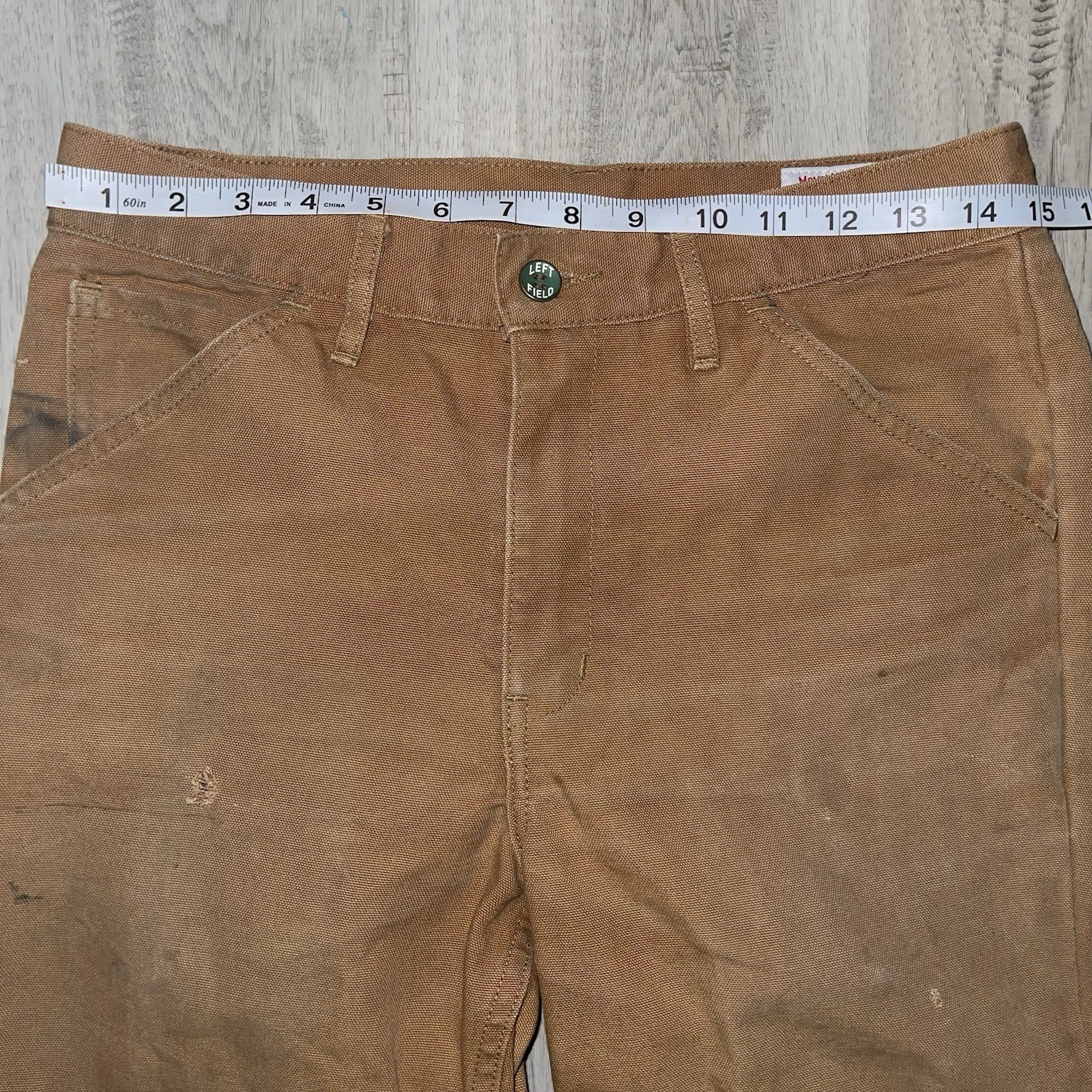 Left Field Pants Mens 30x29 Khaki Mount Vernon Mills Duck Canvas Twill Work USA