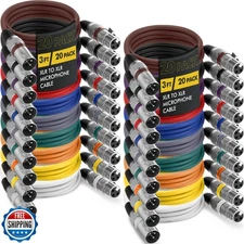 Relaxweex 20 Pcs 3 ft XLR Microphone Cable 3 Pin Balanced XLR Male to Female 