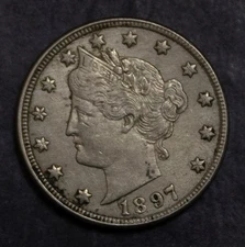 1897 Liberty "V" Nickel Choice XF AU  Lot 4193