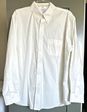 Men s Brooks Brothers non-iron stretch button-down dress shirt 16.5 34 white