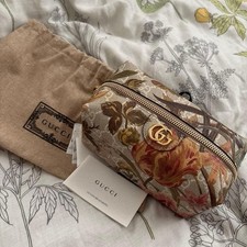 GUCCI Ophidia Flower Print Cosmetic Pouch Large Size Brown New