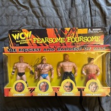 WCW Fearsome Foursome 4 Figure Set signed by Ric Flair Goldberg Chris Benoit DDP