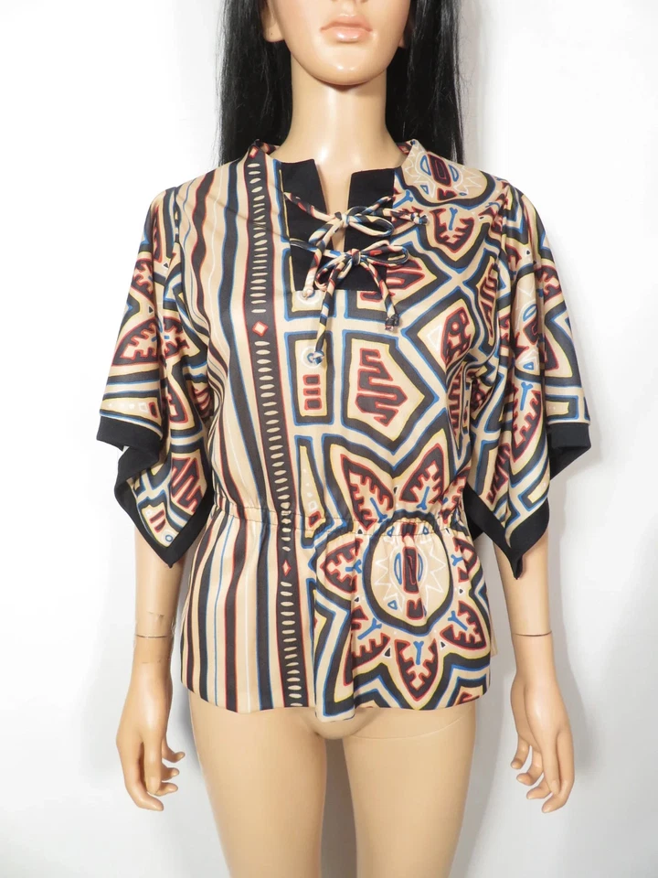 Vintage 70s Hippie Abstract Print Tunic Size M - Image 3 of 4