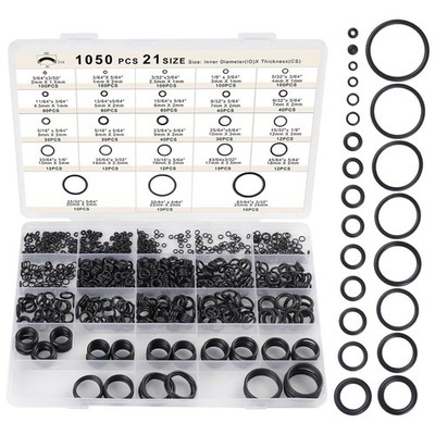O Ring Kit 1050 PCS, O Ring Assortment Kit 21 Size, Metric Nitrile Rubber O Ring