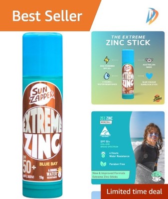 Extreme Zinc Sunscreen Stick SPF 50+ - Blue Bay, 15g for Water Sports Protection