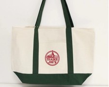Trader Joe  s Canvas Tote Eco Shopping Bag LARGE GREEN Limited Seasonal Edition