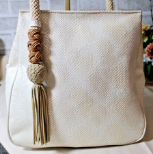 Vintage Faux Embossed Snakeskin Shoulder Bag Rope Style Handle Tassells