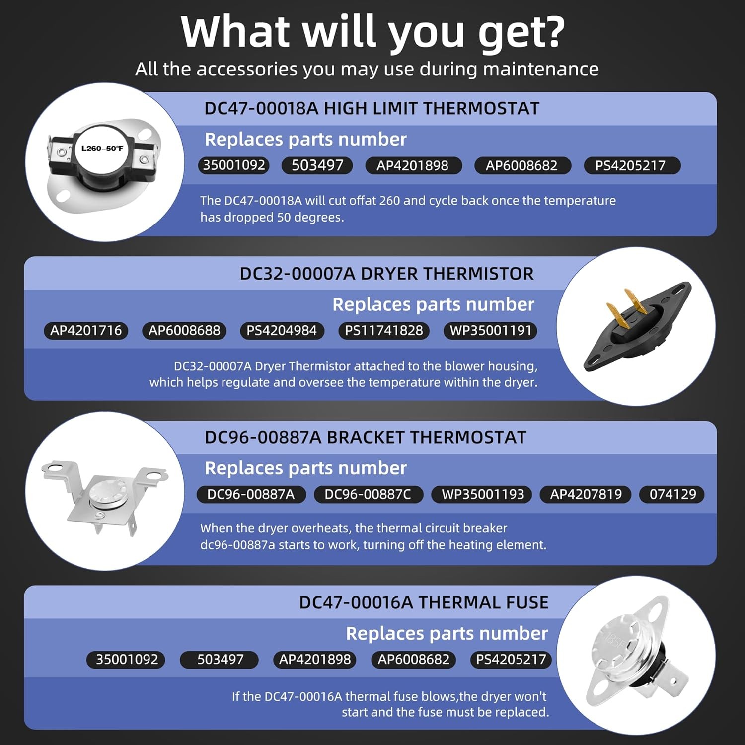 【Upgraded】DC47-00019A Dryer Heating Element for Samsung DV45H7000EW/A2... 