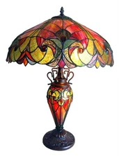 Chloe Lighting Liaison Tiffany 3 Light Victorian Double Lit Table Lamp 18" Shade