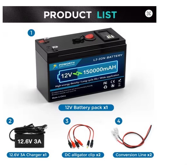Batterie Lithium 12V 150Ah solaire décharge lente LiFePO4 pour installation nautique