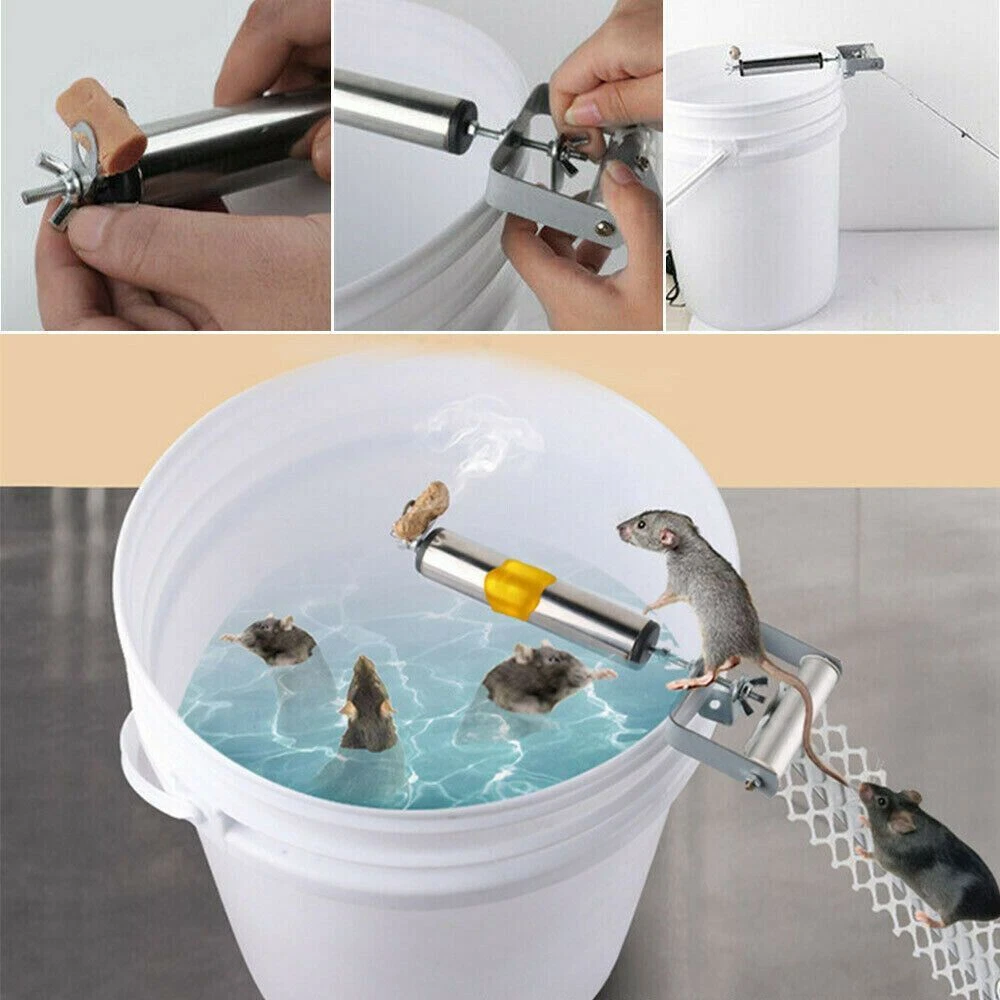 ROLLER SLIDE LID RAT CATCHING RAT TRAP MOUSETRAP MOUSE BUCKET