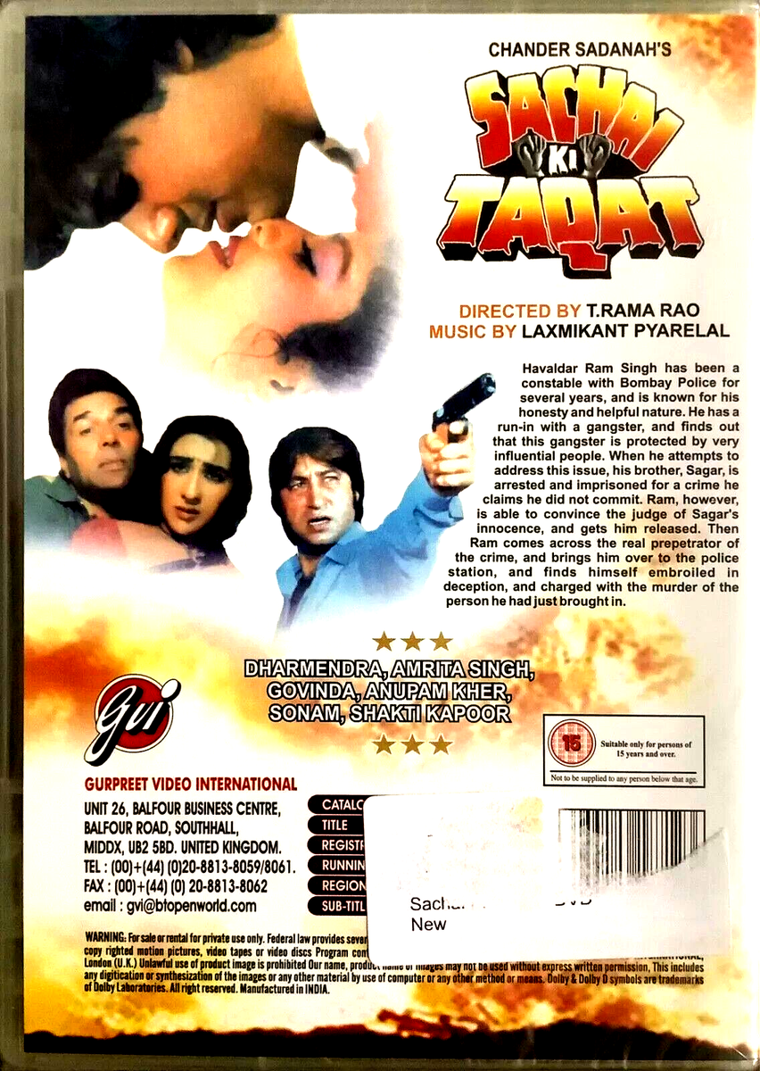 SACHAI KI TAQAT DHARMENDRA, GOVINDA NEW BOLLYWOOD DVD