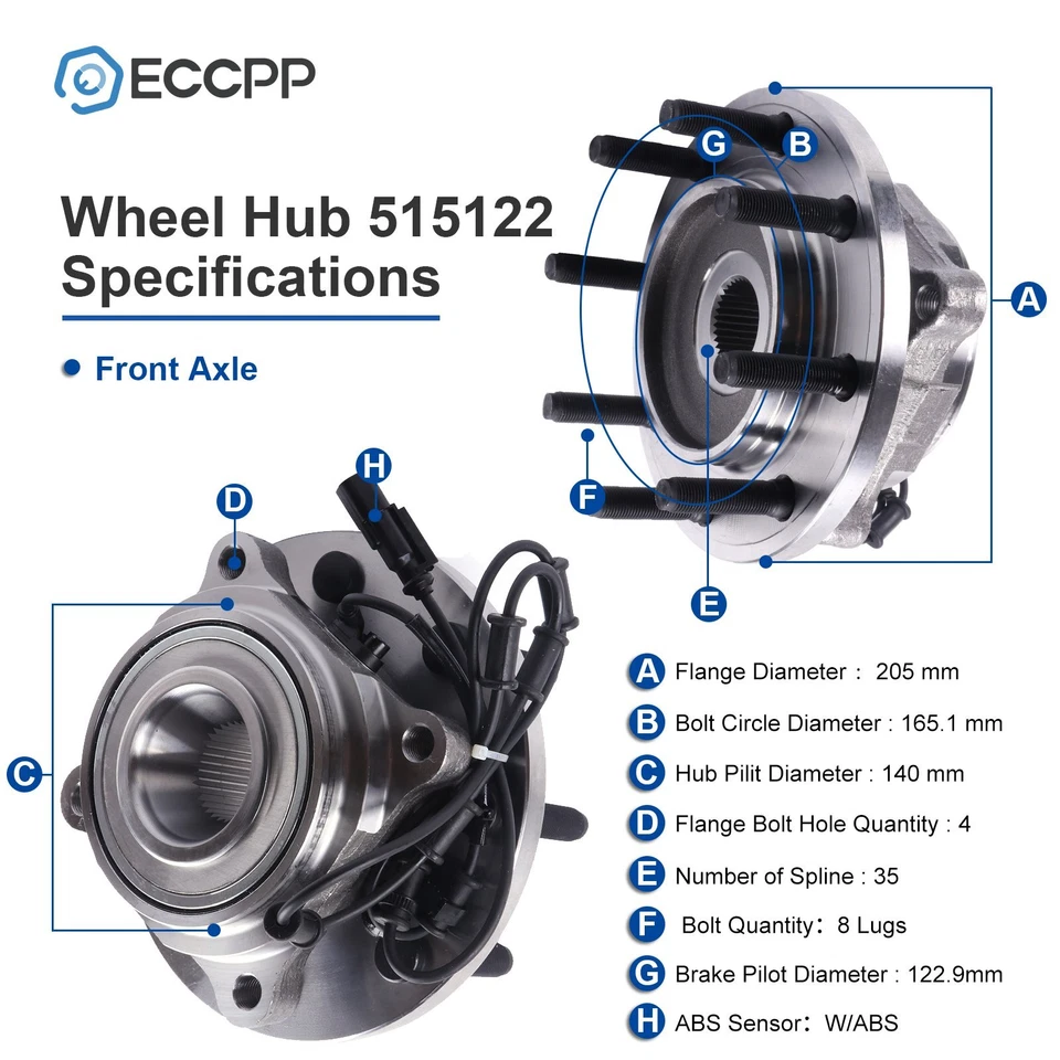 2Pc Wheel Hub Bearings Assembly Front 4WD For Dodge Ram 2500 3500 2009 2010 2011 - Image 2 of 4