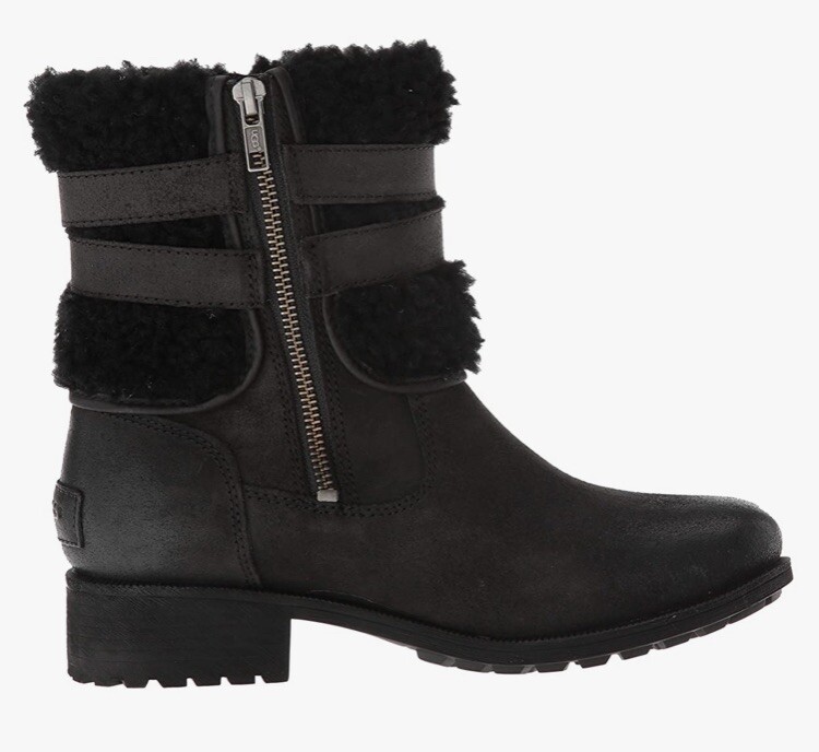 UGG BLAYRE III Women's Size Black Leather Sheepskin Buckle