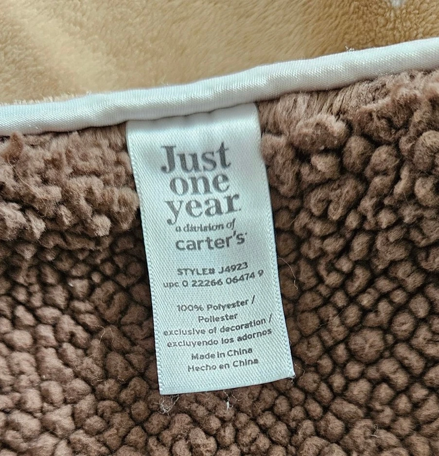 Manta de bebé Sherpa Carters Just One Year Little Monkey Bee color blanco tostado a lunares Foto 4 de 4