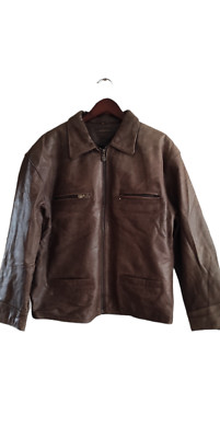 Vintage Trapper Motorcycle Biker Nappa Leather Mens Brown Jacket