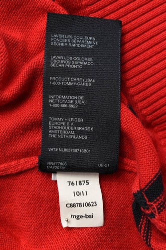 Tommy Hilfiger Maglione Uomo Grande Motivo a Righe Scollo V Elasticizzato - Foto 7 di 10