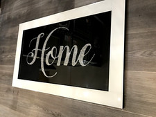 Weiß gerahmtes Haus Wandbild Spiegelglas Liquid Art 100 cm Gold Schwarz Silber