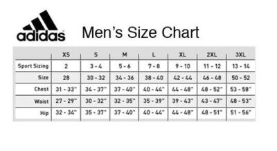 adidas tricot pants size chart