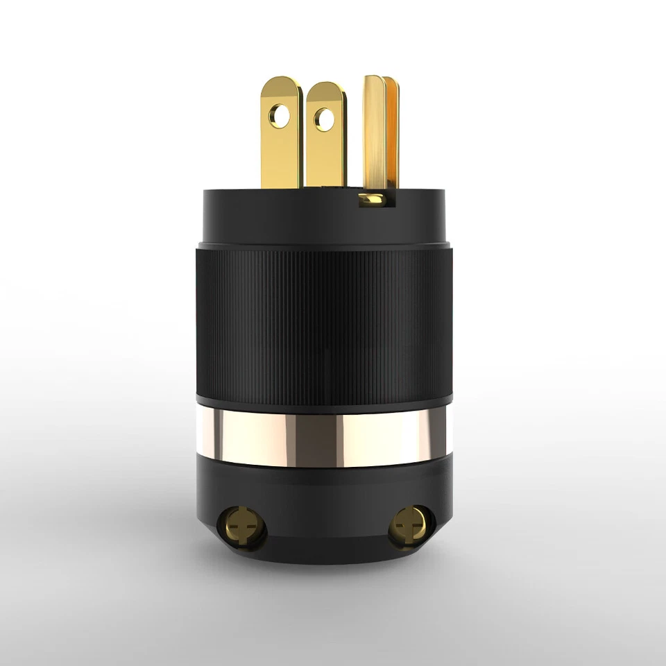24K Gold Plated US EU Power HiFi Plug IEC320 C13 C15  Cable Cord Connector - Image 3 of 4