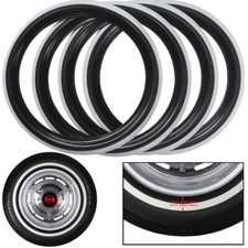 13 Rims Black White Wall Portawall Tire Insert Trim Set Of 4. Flapper Sidewall 13 Rims Black White Wall Portawall Tire Insert Trim Set Of 4. Flapper Sidewall