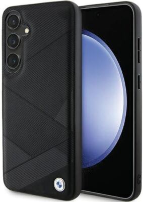 BMW Signature Leder Crossing Lines Muster Hardcase für Galaxy S24 schwarz